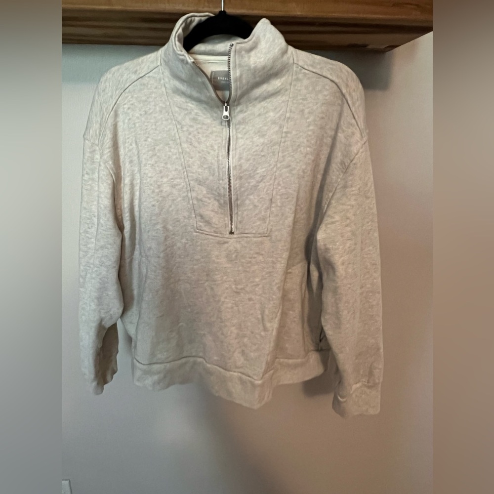 Women's Half-Zip Pullover Sweatshirt - Light Grey